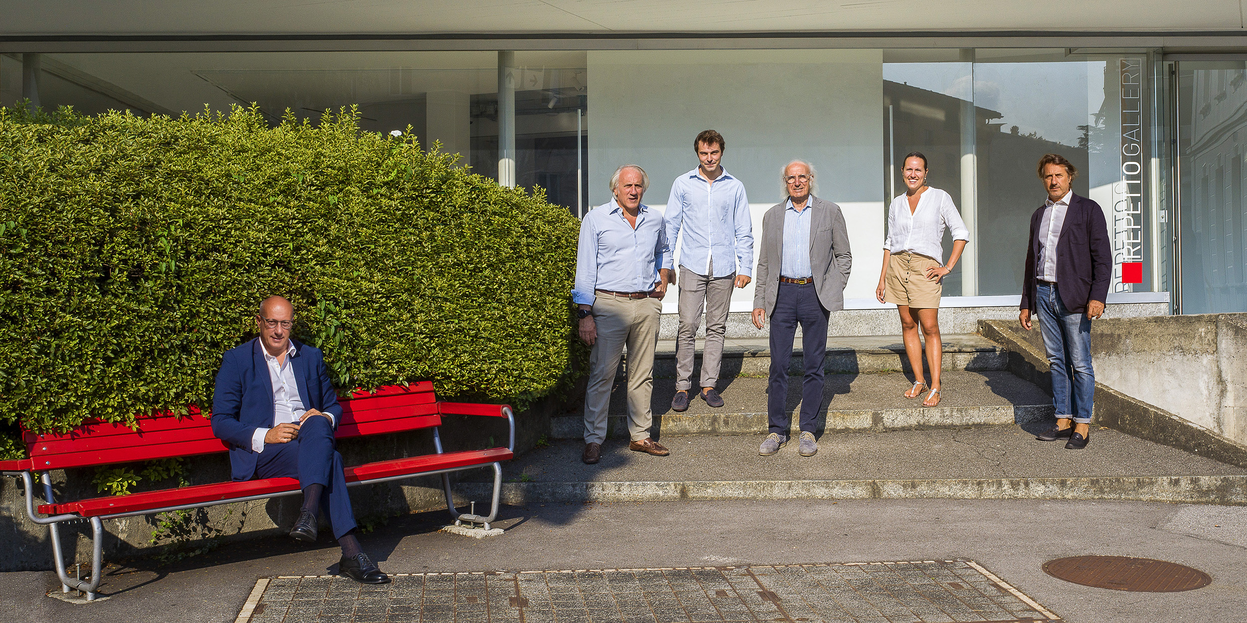 Repetto Family in front of Repetto Gallery space in Lugano.